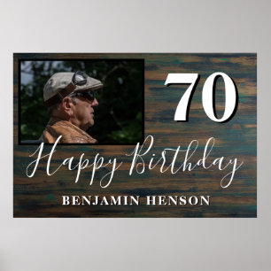 Affiche Rustic Wood 70th Birthday Party Photo
