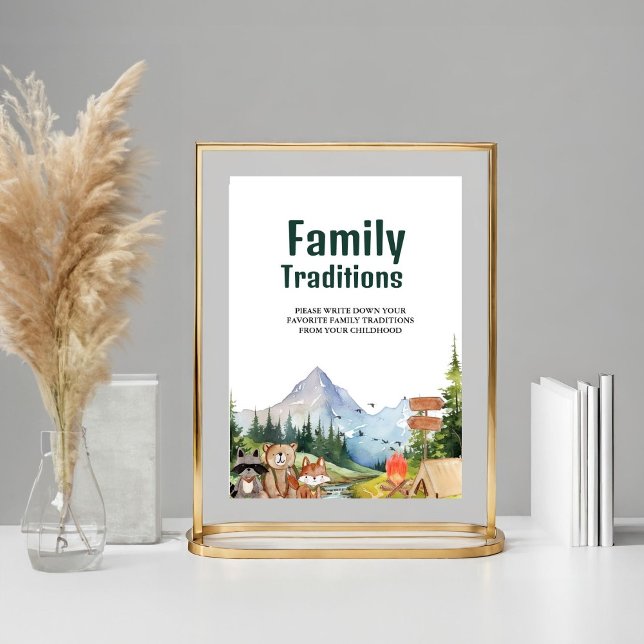 Affiche Rustic Woodland Family Traditions Panneau baby sho (Créateur téléchargé)