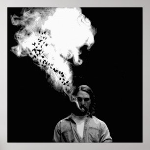 Affiche Rustin Cohle du vrai détective Fumer un cigaret