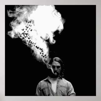 Affiche Rustin Cohle du vrai détective Fumer un cigaret
