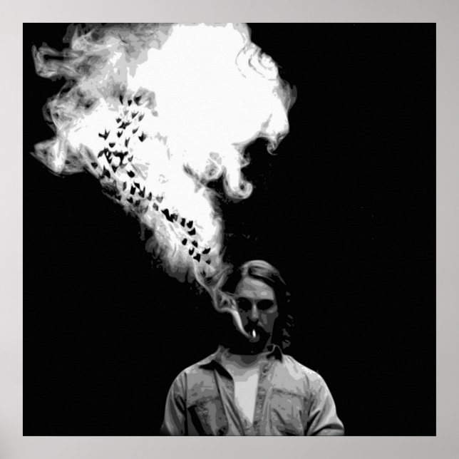 Affiche Rustin Cohle du vrai détective Fumer un cigaret (Devant)