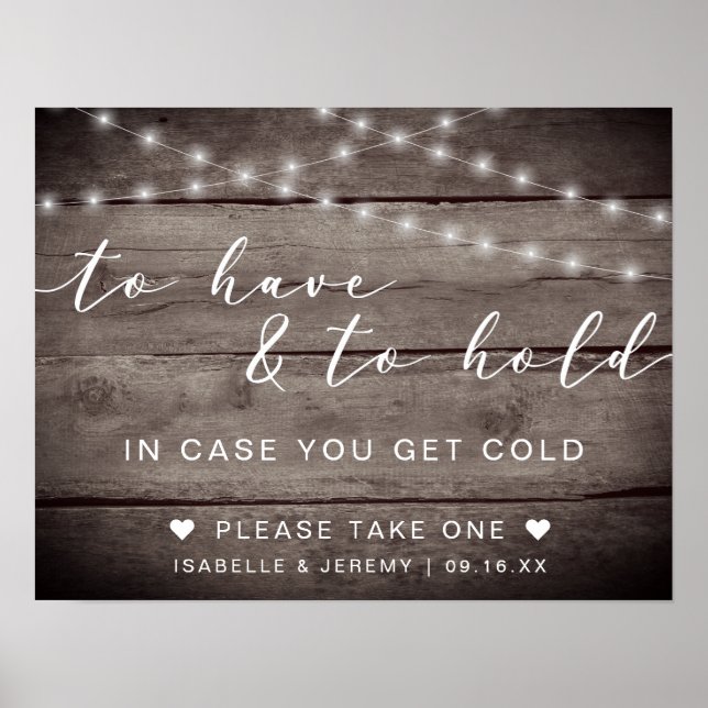 Affiche Rustique à avoir et à tenir un signe Mariage (Devant)