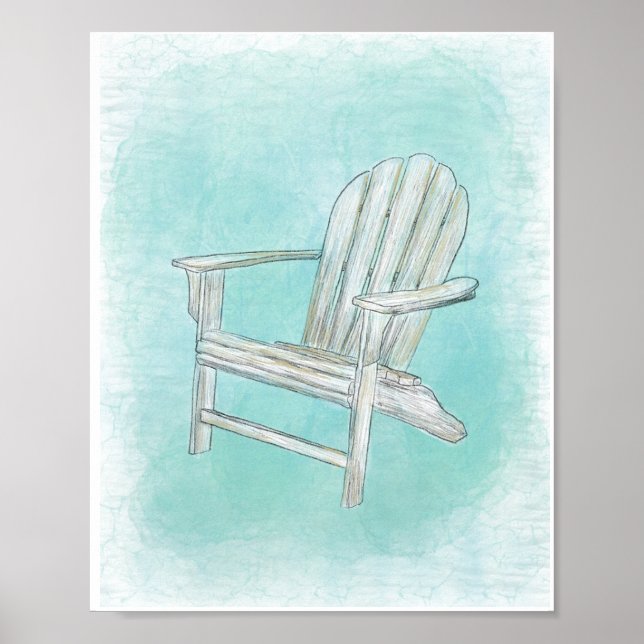 Affiche Rustique Adirondack Chaise Plage côtière Décor en  (Devant)