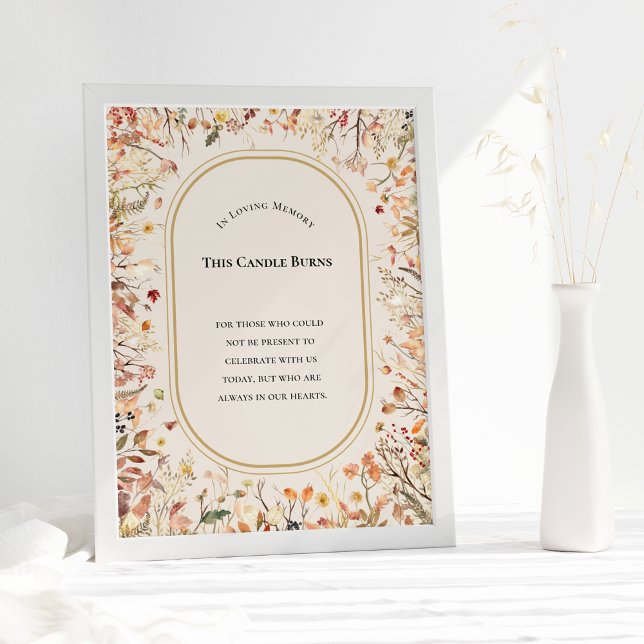 Affiche Rustique Automne Beige Mariage Cette Bougie Brûle (Créateur téléchargé)