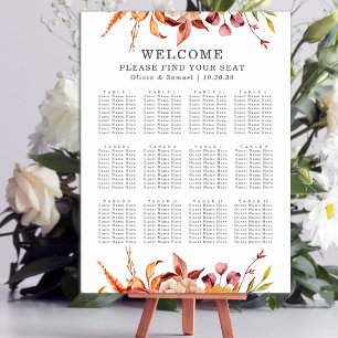 Affiche Rustique Automne Mariage Réception Carte de siège