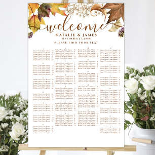 Affiche Rustique Automne Mariage Table Alphabétique Siège