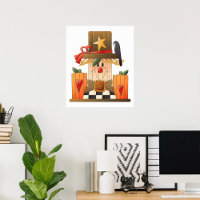 Rustique automne Scarecrow avec Citrouilles et Cor