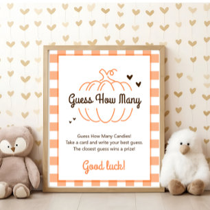 Affiche Rustique Baby Shower Douce Citrouille Devinez Comb