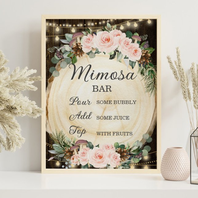 Affiche Rustique Blush Floral Enchanted Forest Mimosa Bar (Créateur téléchargé)