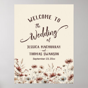 Affiche Rustique Boho Fleurs sauvages Élégant mariage Bien