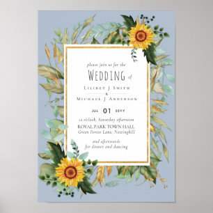 Affiche Rustique BOHO Sunflowers Mariage de verdure