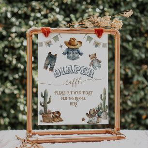 Affiche Rustique Boho WildWest Boy Baby shower Déchets Raf