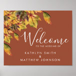 Affiche Rustique Brown Autumn Foliage Mariage de automne B<br><div class="desc">Poster de bienvenue du Mariage de automne Rustique Brown Autumn Foliage Tous les textes sont pré-arrangés pour que vous personnalisiez facilement et rapidement avec vos propres détails.</div>