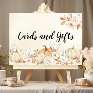 Affiche Rustique Citrouilles et fleurs d'automne