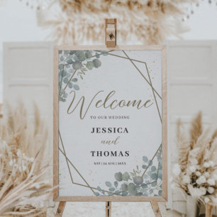 Affiche Rustique Eucalyptus Foliage Mariage Bienvenue