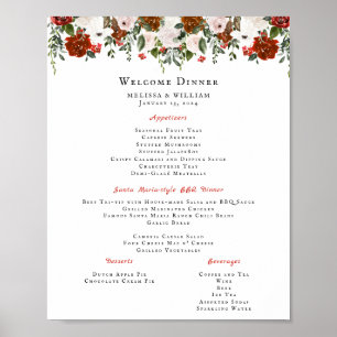 Affiche Rustique Floral Menu de mariage botanique bohème