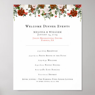 Affiche Rustique Floral   Programme de Mariage Bohème Bota