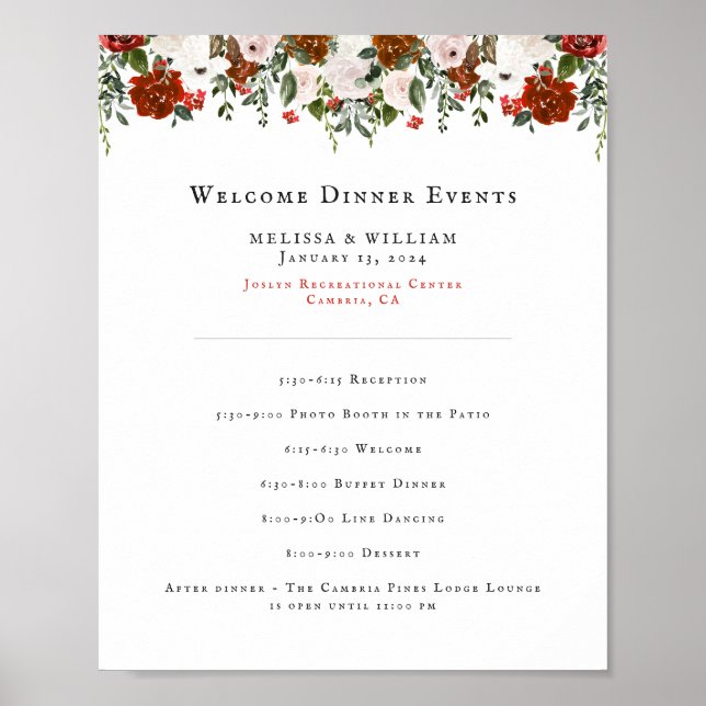 Affiche Rustique Floral | Programme de Mariage Bohème Bota (Devant)