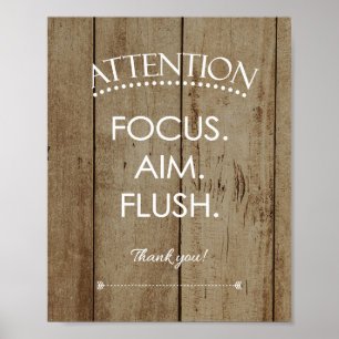 Affiche Rustique Focus Objectif Flush Funky Salle de bain 