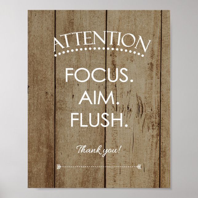 Affiche Rustique Focus Objectif Flush Funky Salle de bain  (Devant)