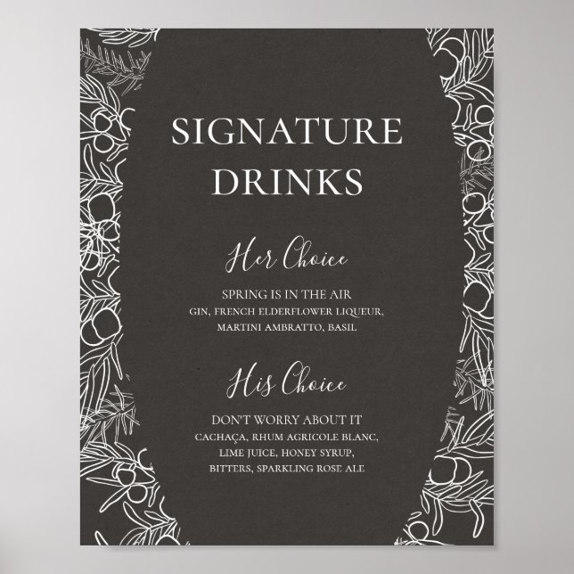 Affiche Rustique Hiver | Boissons Signature Charbon (Devant)