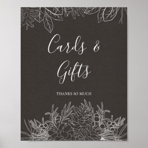 Affiche Rustique Hiver   Panneau Charbon et Cadeaux