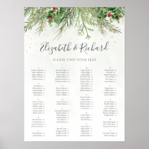 Affiche Rustique hiver verdure Berries Pine Cone Mariage