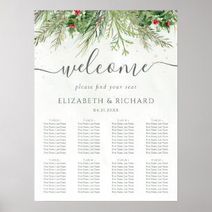 Affiche Rustique hiver verdure Berries Pine Cone Mariage