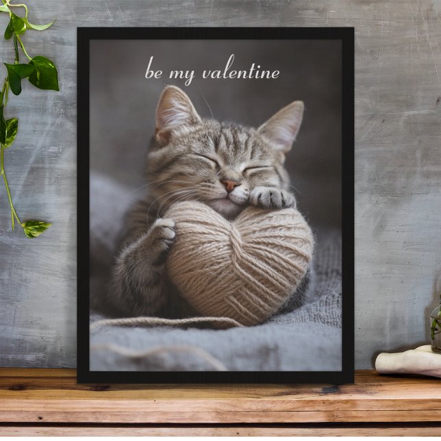 Affiche Rustique Hygge Saint-Valentin Tigré Chat Câlin Lai (Créateur téléchargé)