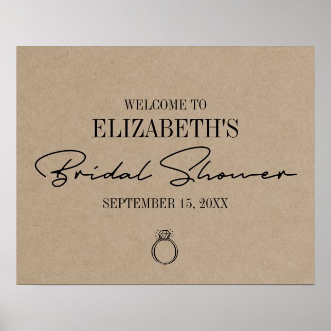 Affiche Rustique Kraft Moderne Écriture Bienvenue à la Mar (Devant)