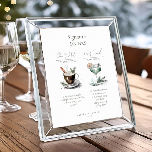 Affiche Rustique Mariage d'hiver Signature Boissons ID1049 (Créateur téléchargé)