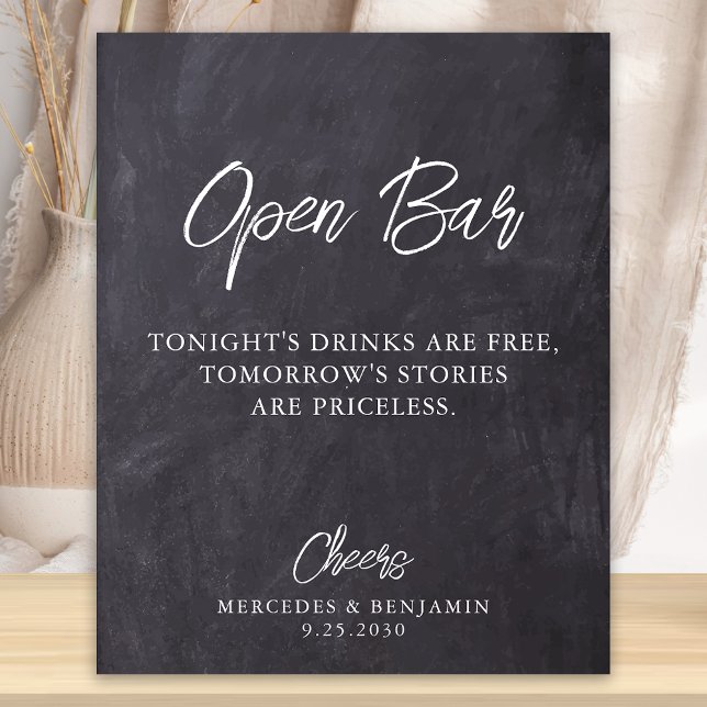 Affiche Rustique Open Bar Chalkboard Personnalisé Mariage (Créateur téléchargé)