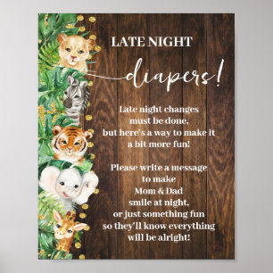 Affiche Rustique Safari tard la nuit Diapeurs jeu de douch