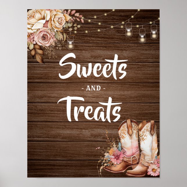 Affiche Rustique Texas Bottes Cowgirl Anniversaire Sweets  (Devant)