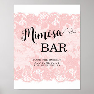 Affiche Rustique Vintage Rose Fête de Mariage en Dentelle
