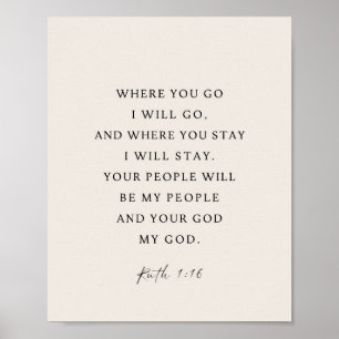 Affiche Ruth 1:16 Verset Biblique Là où tu iras, j'irai