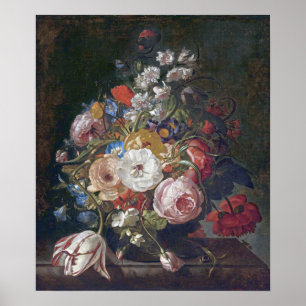 Affiche Ruysch - Bouquet de fleurs dans un vase en verre