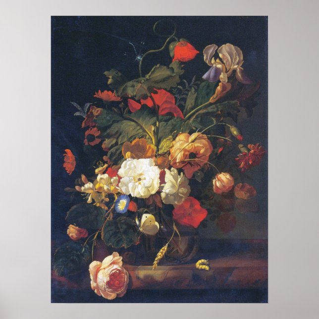 Affiche Ruysch - Fleurs Dans Un Vase De Verre (Devant)