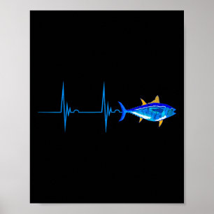 Affiche Rythme Cardiaque du Thon Rouge Ekg Pouls Profondeu