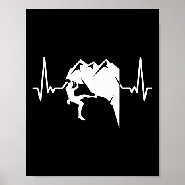 Affiche Rythme Cardiaque Escalade Bloc Montagne Grimpeur (Devant)