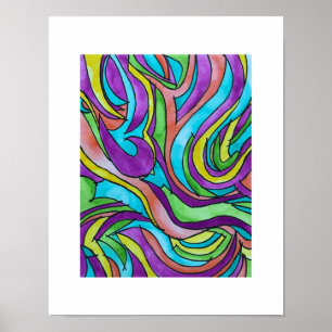 Affiche Rythme de Couleur - Art Abstrait Psychedelique Aqu