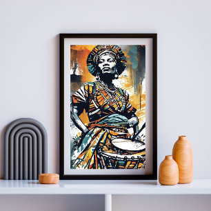 Affiche Rythme de son esprit - African Drummer Woman Art