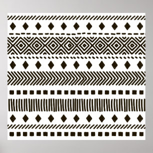 Affiche Rythmes tribaux : Motifs géométriques ethniques