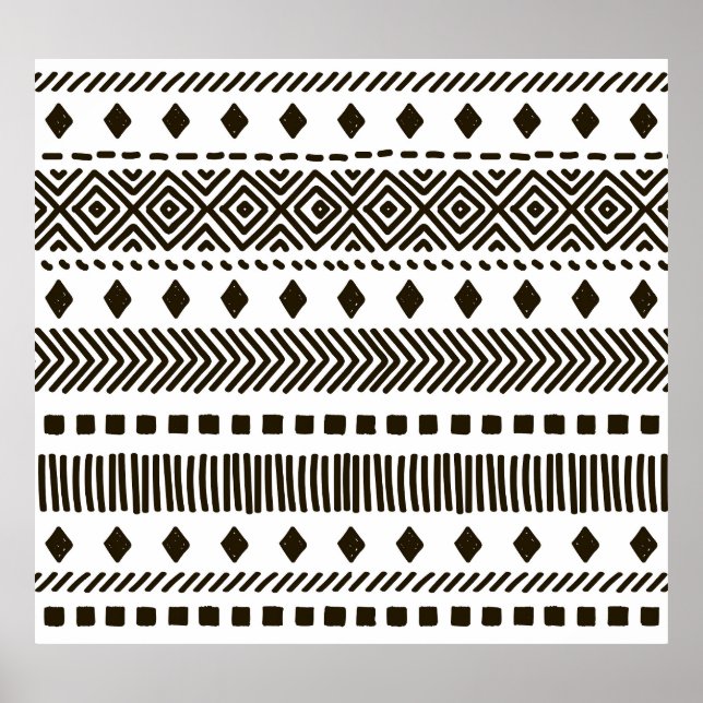 Affiche Rythmes tribaux : Motifs géométriques ethniques (Devant)