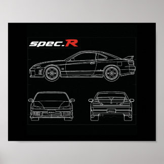 Affiche s15 spec r aero line art dessin bleu dessin te37