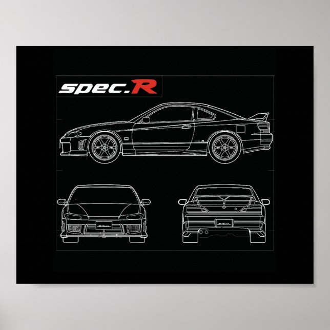 Affiche s15 spec r aero line art dessin bleu dessin te37 (Devant)