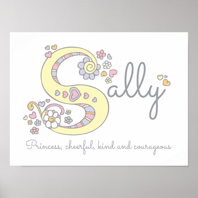 Affiche S for Sally monogram letter art name meaning (Devant)