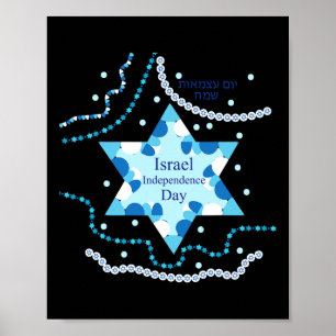 Affiche S Jour de l'indépendance 72 Drapeau juif israélien