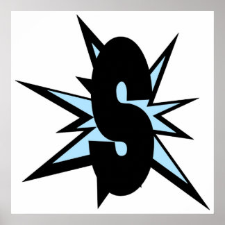 Affiche S lettre comme bande dessinée monogramme S initial
