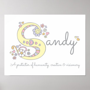 Affiche S pour Sandy monogram lettre nom d'art signifiant